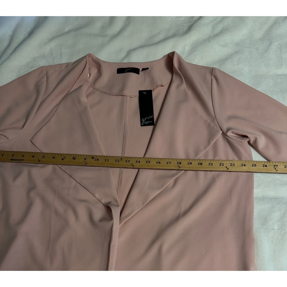 GNW Womens Plus Size 2X Peach Pink Open Front Draped Trench Coat Jacket NWT - Picture 12 of 14
